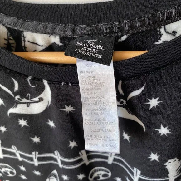 Disney‎ Tim Burton Nightmare Before Christmas black pj microfleece M 8-10 - Picture 3 of 8